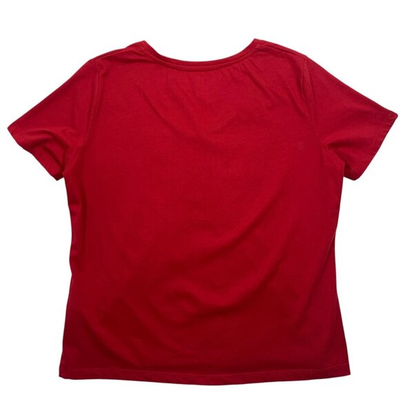 red v neck short sleeve t-shirt butterflies sz med  CAROLL REED - Picture 3 of 16